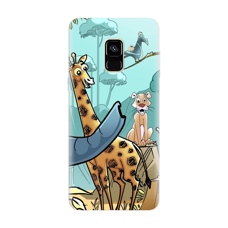 Husa silicon pentru Samsung Galaxy J6 2018, Children Drawings Elephants Giraffes Lions
