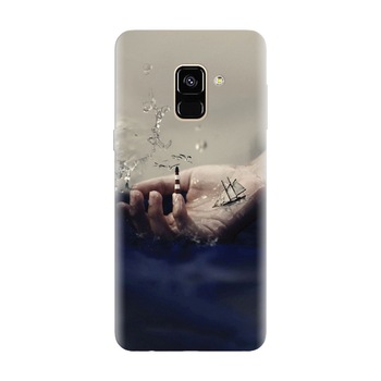 Husa silicon pentru Samsung Galaxy A8 Plus, 3D Hand Ocean Render Husa silicon pentru Samsung Galaxy A8 Plus, 3D Hand Ocean Render