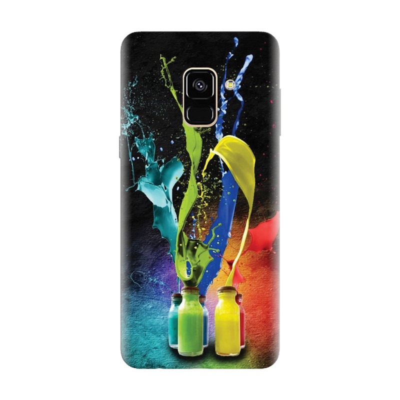 Husa silicon pentru Samsung Galaxy A8 2018, Abstract Color Bottles Splash