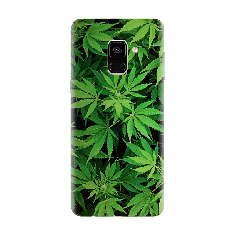 Husa silicon pentru Samsung Galaxy A8 2018, Green Leaf Pattern