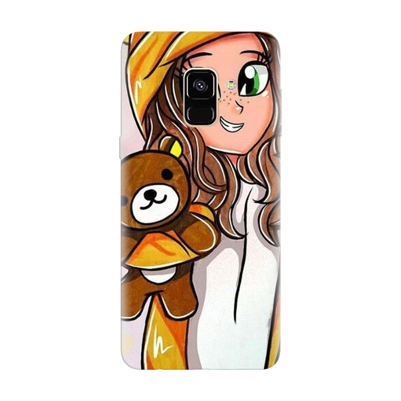 Husa silicon pentru Samsung Galaxy A6, Girl With Little Bear