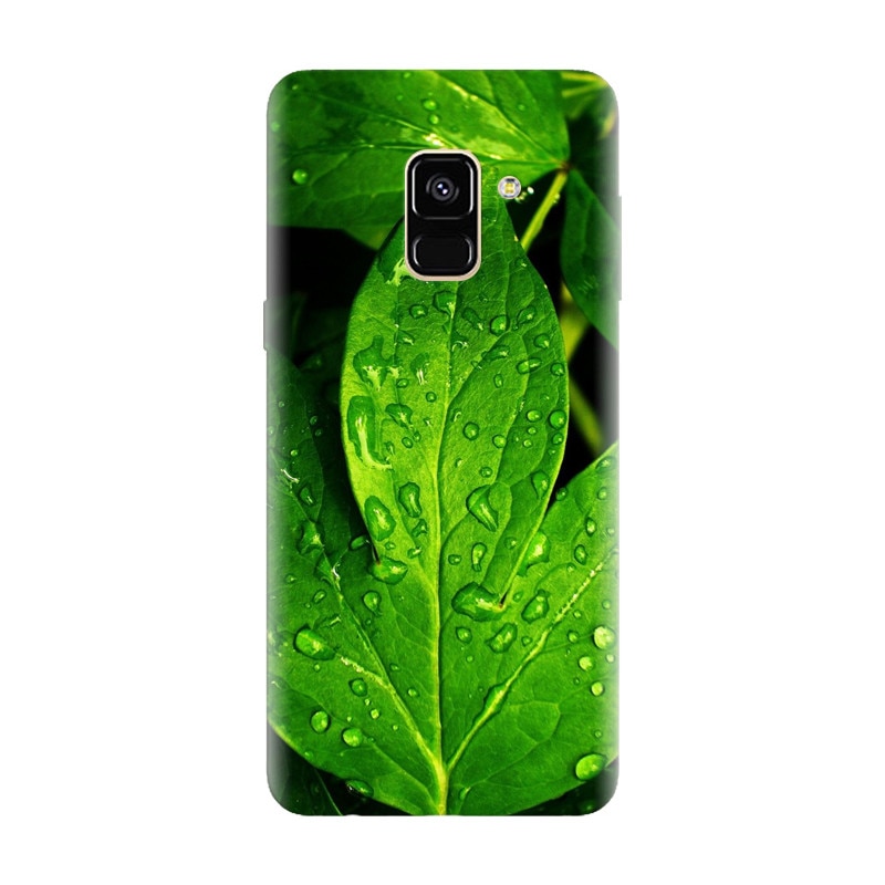 Husa silicon pentru Samsung Galaxy A6, Leaves And Dew