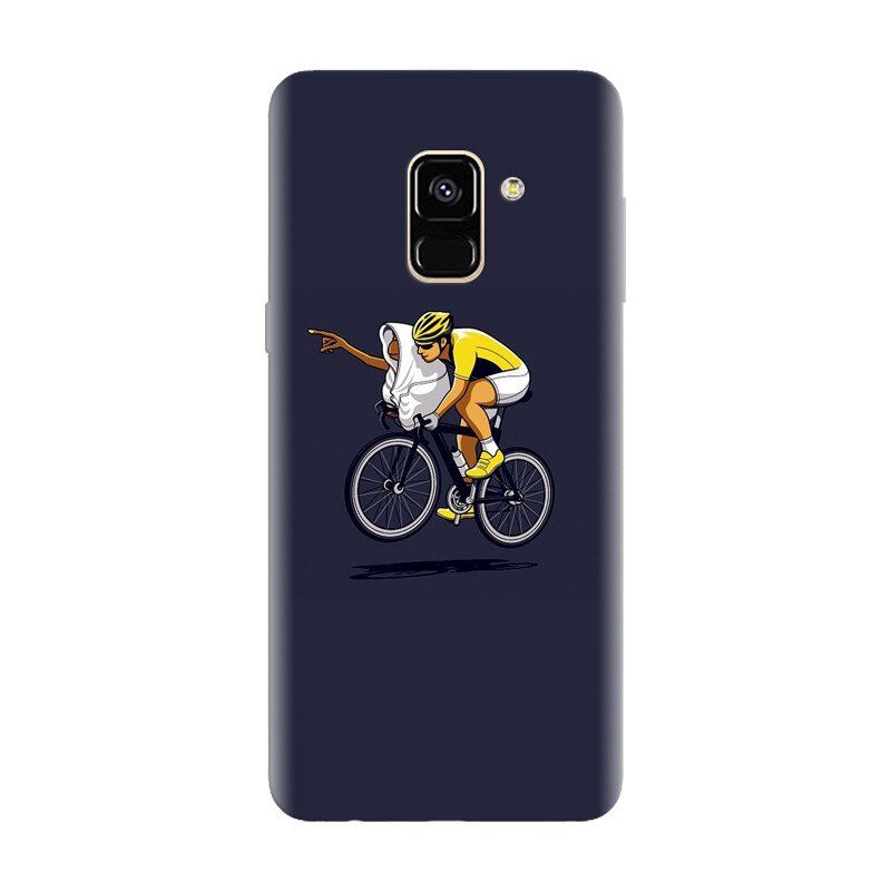 Husa silicon pentru Samsung Galaxy A8 Plus, ET Riding Bike Funny Illustration