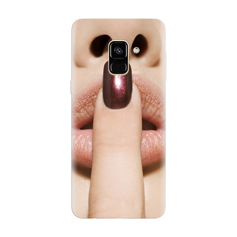 Husa silicon pentru Samsung Galaxy A8 Plus, Finger Purple Nailpolish Girl Lips