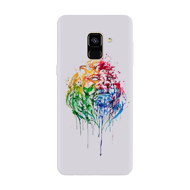 Husa silicon pentru Samsung Galaxy A8 Plus, Paint Illustration Lion Head