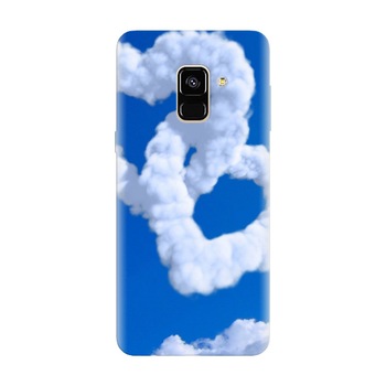 Husa silicon pentru Samsung Galaxy A8 2018, Heart Shaped Clouds Blue Sky Husa silicon pentru Samsung Galaxy A8 2018, Heart Shaped Clouds Blue Sky