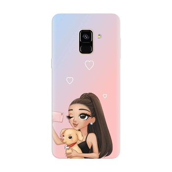 Husa silicon pentru Samsung Galaxy A8 Plus, Selfie With Sweet Dog Husa silicon pentru Samsung Galaxy A8 Plus, Selfie With Sweet Dog