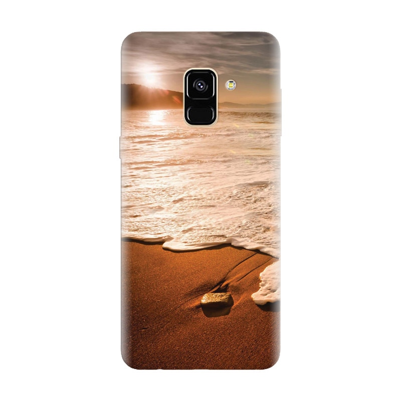 Husa silicon pentru Samsung Galaxy A8 2018, Sunset Foamy Beach Wave