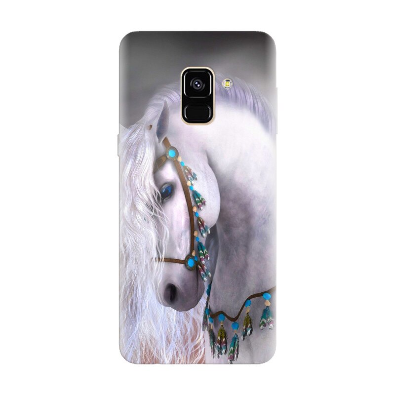 Husa silicon pentru Samsung Galaxy A8 2018, White Horse