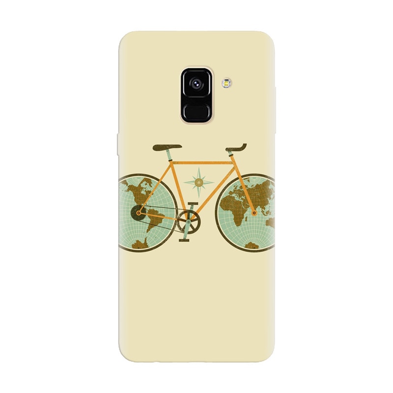 Husa silicon pentru Samsung Galaxy A8 Plus, Retro Bicycle Illustration