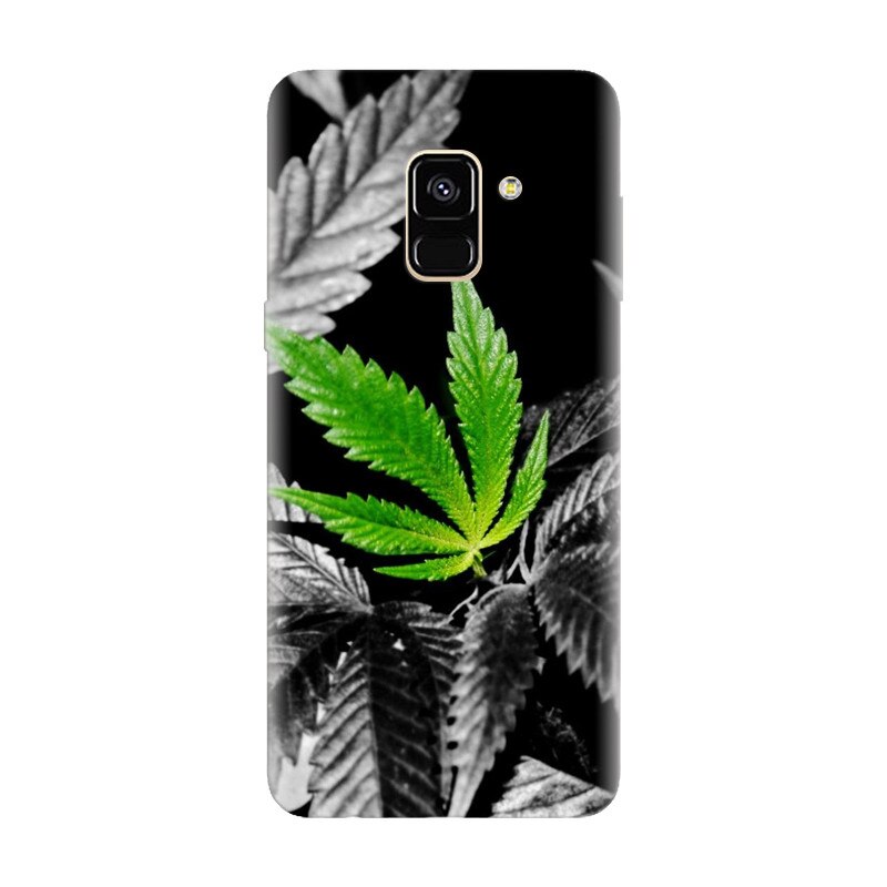 Husa silicon pentru Samsung Galaxy A8 2018, Trippy Pot Leaf Green