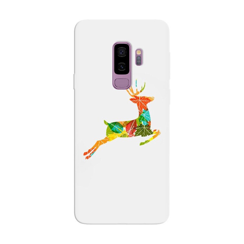 Husa silicon pentru Samsung Galaxy S9 Plus, Colorful Reindeer Jump Illustration