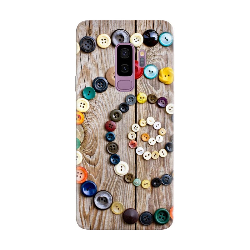 Husa silicon pentru Samsung Galaxy S9, Colorful Buttons Spiral Wood Deck