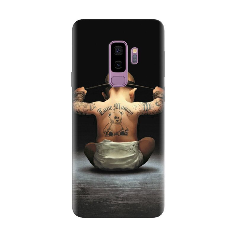Husa silicon pentru Samsung Galaxy S9 Plus, Body Builder Cute Baby Tattoo