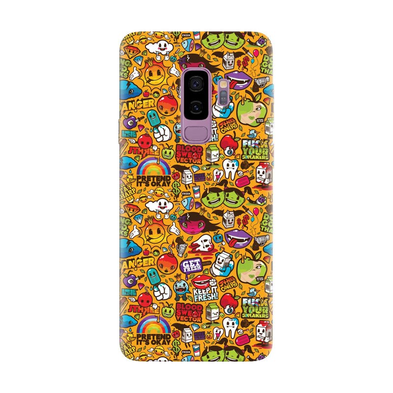 Husa silicon pentru Samsung Galaxy S9, Colorful Sticker Illustrations