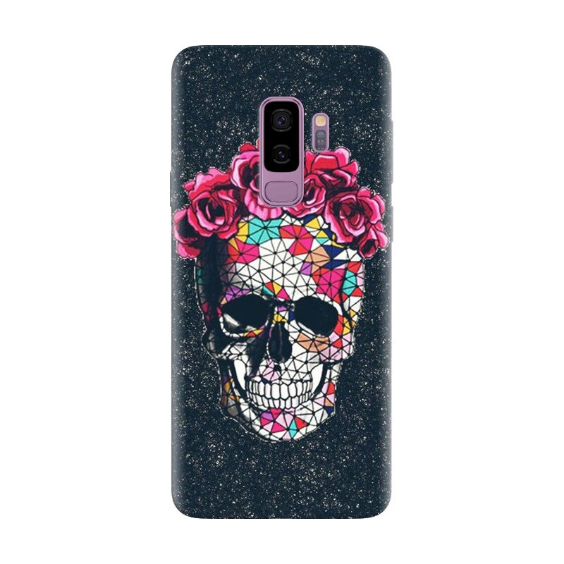 Husa silicon pentru Samsung Galaxy S9 Plus, Colorful Skull Roses Space