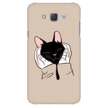 Husa silicon pentru Samsung Galaxy J1, Th Black Cat In Hands Husa silicon pentru Samsung Galaxy J1, Th Black Cat In Hands