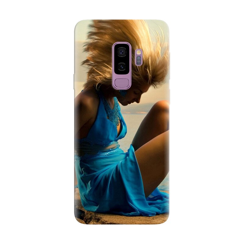 Husa silicon pentru Samsung Galaxy S9 Plus, Girl In Blue Dress