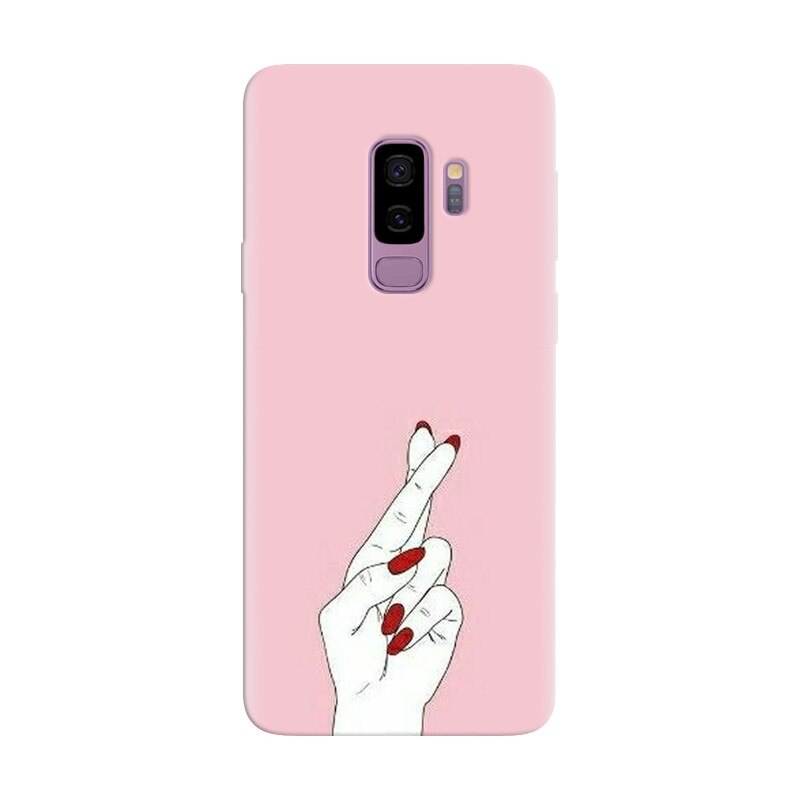 Husa silicon pentru Samsung Galaxy S9 Plus, Pink Finger Cross