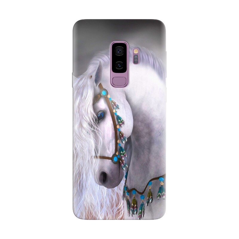 Husa silicon pentru Samsung Galaxy S9 Plus, White Horse