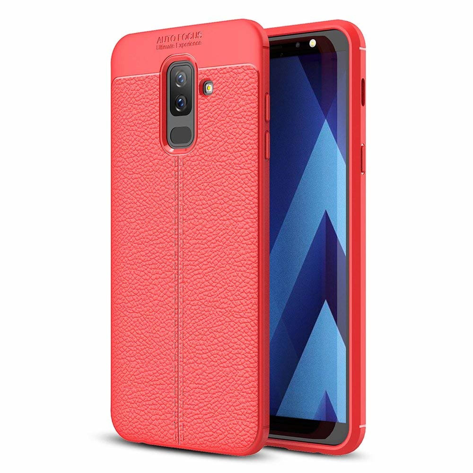Husa Samsung Galaxy A6 Plus (2018) - Silicon Tpu Brused Grain - rosu