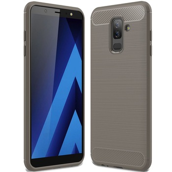 Husa Samsung Galaxy A6 Plus (2018) - Tpu Carbon Fibre Brushed - gri Husa Samsung Galaxy A6 Plus (2018) - Tpu Carbon Fibre Brushed - gri