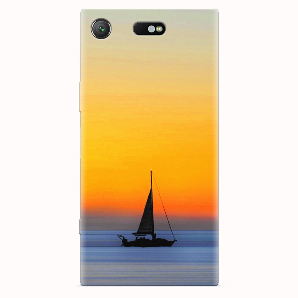 Husa silicon pentru Sony Xperia XZ1 Compact, Wind Sail Boat Ocean Sunset