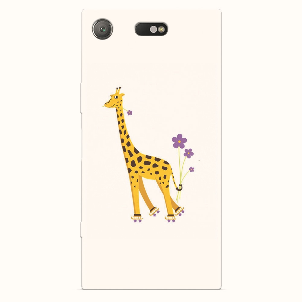 Husa silicon pentru Sony Xperia XZ1 Compact, Rollerskating Girafe Illustration