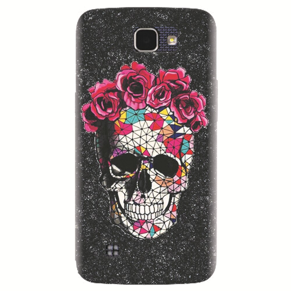 Husa silicon pentru LG K4, Colorful Skull Roses Space