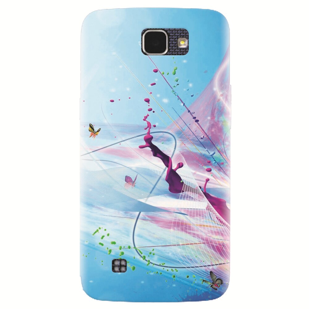 Husa silicon pentru LG K4, Artistic Paint Splash Purple Butterflies