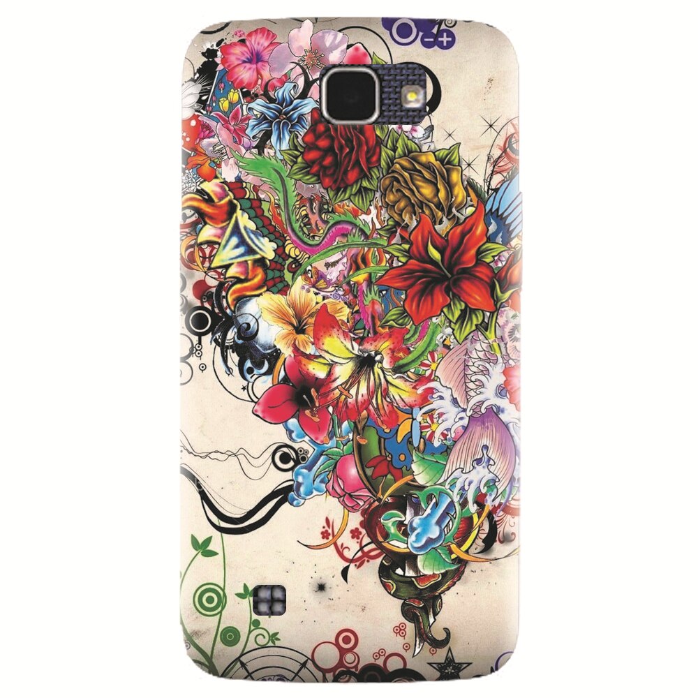 Husa silicon pentru LG K4, Abstract Flowers Tattoo Illustration