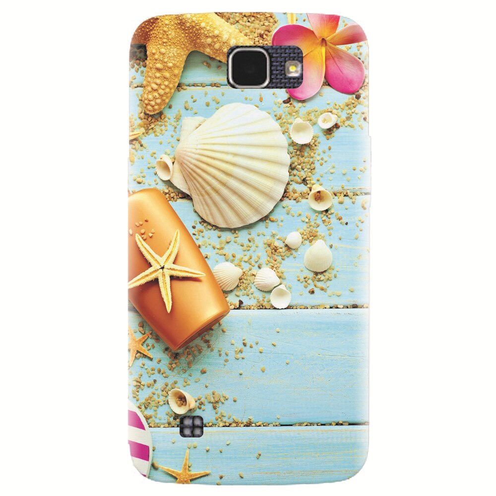 Husa silicon pentru LG K4, Blue Wood Seashells Sea Star