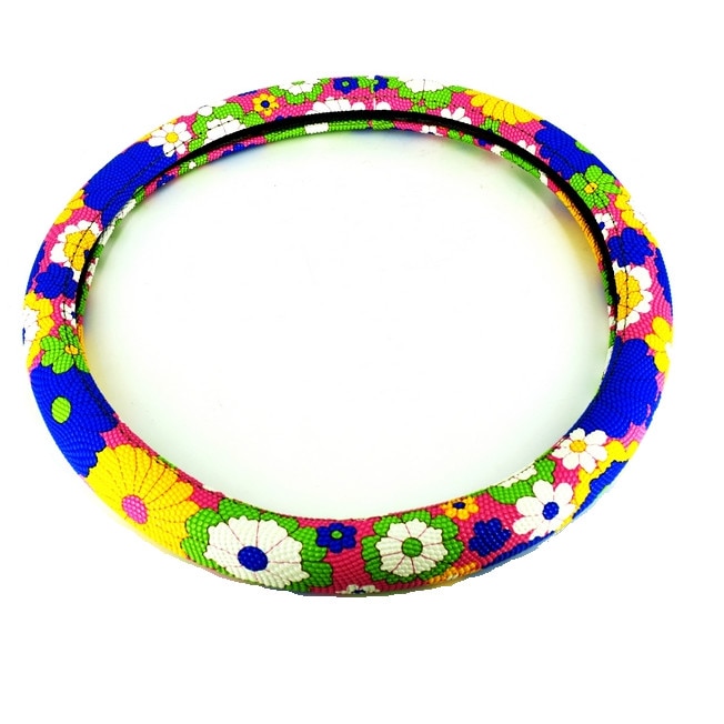 Husa volan floricele Marime: M compatibila autoturisme diametru volan 37-39cm