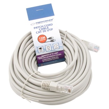 Pachet 5x Cablu UTP, Patch cord cat. 5E, 15m, Alb,EB278E Pachet 5x Cablu UTP, Patch cord cat. 5E, 15m, Alb,EB278E
