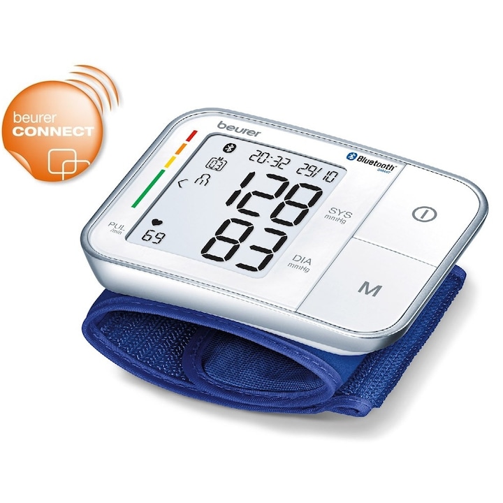 Beurer BC 57 BT csuklós vérnyomásmérő, Bluetooth® Smart a mérési értékek okostelefonra történő átviteléhez, Fehér