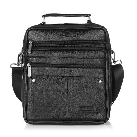 Geanta barbati Silver Flame SFF03, Negru, Piele naturala