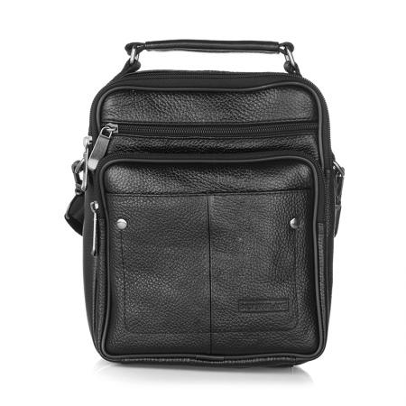 Geanta barbati Silver Flame SFF01, Negru, Piele naturala