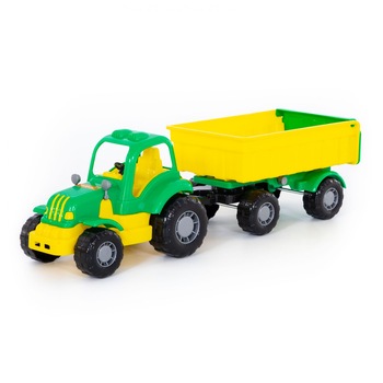 Tractor POLESIE HARDY cu remorca Nr.1 , culoare Verde/Galben/Negru , lungime 44 cm , Robentoys Tractor POLESIE HARDY cu remorca Nr.1 , culoare Verde/Galben/Negru , lungime 44 cm , Robentoys