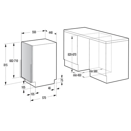 Masina de spalat vase incorporabila Hansa ZIM 476 EH, 10 seturi, 6 programe, Clasa A++, 45 cm
