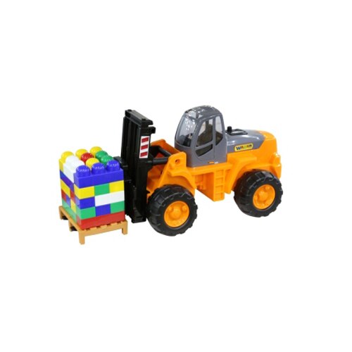 Stivuitor Polesie WADER POWERTRUCK cu palet de cuburi , lungime 48,5 cm , Robentoys