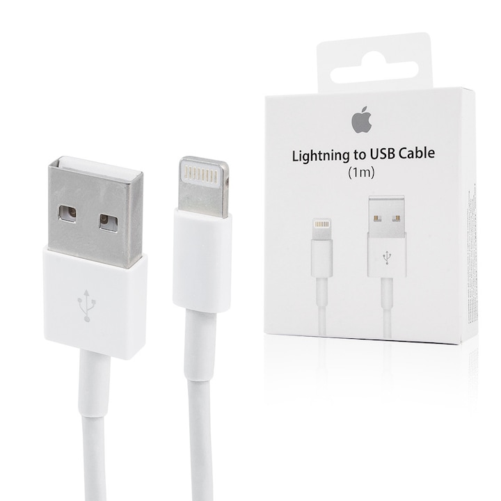 Cablu original, Apple, pentru Apple iPhone 5/5C/5S/5SE, Alb