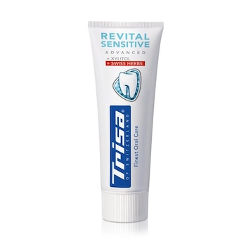 Pasta de dinti Trisa Revital Sensitive + Xylitol si ierburi elvetiene 75 ml, 904163 Albastru