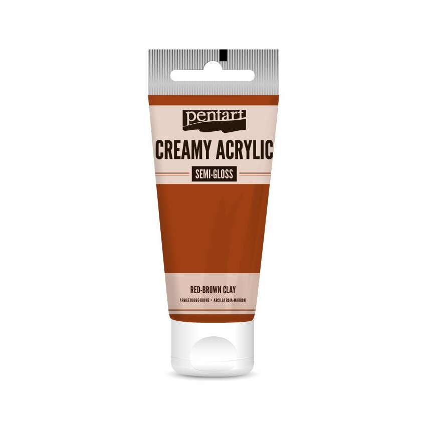 Vopsea acrilica cremoasa semilucioasa Pentart - argila rosu-maronie, 60 ml