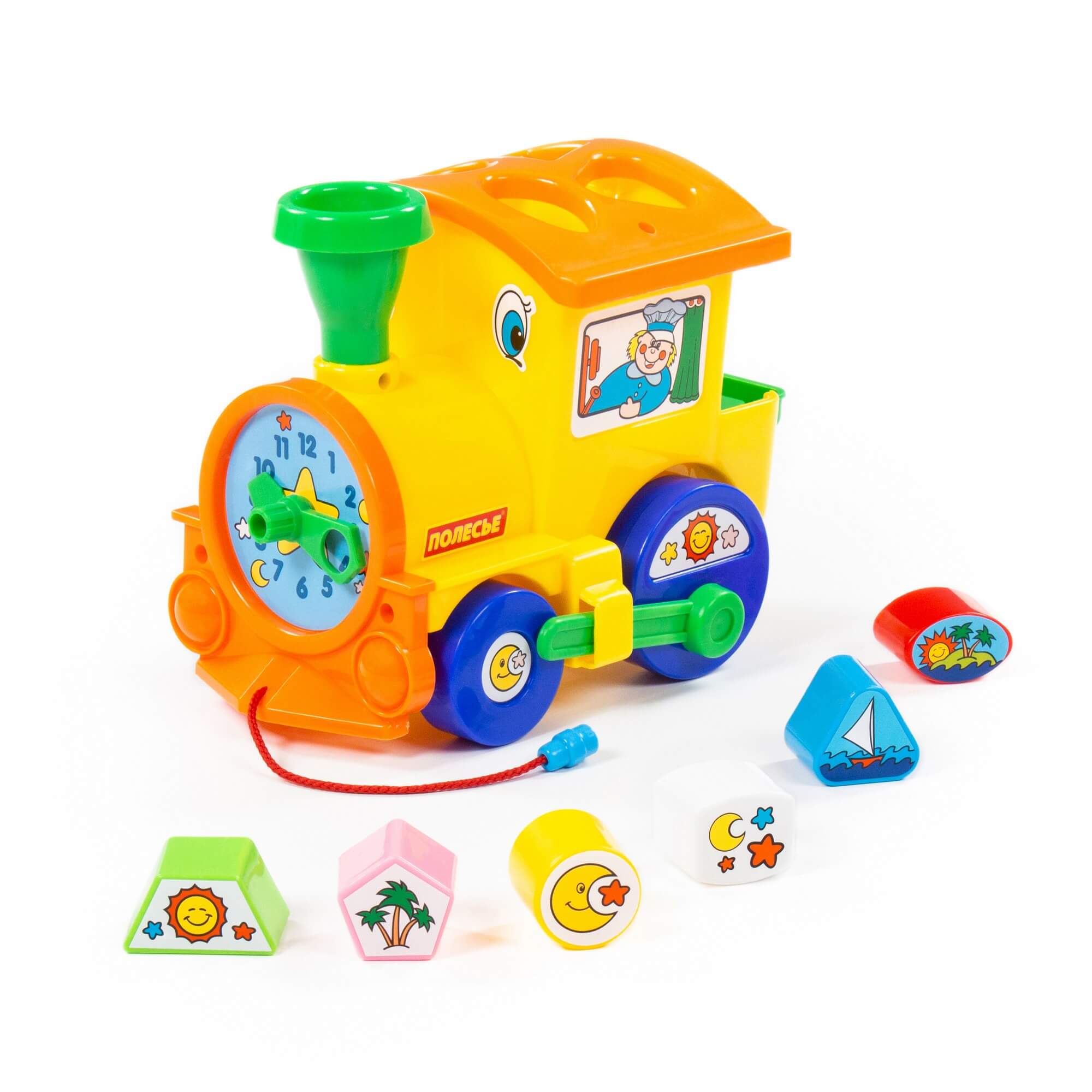 Locomotiva POLESIE CAVALLINO cu forme geometrice pentru copii , lungime 22 cm , Robentoys