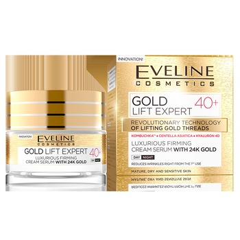 Crema luxurianta de intinerire, Eveline Cosmetics, Gold Lift Expert cu aur de 24K 40+, 50 ML Crema luxurianta de intinerire, Eveline Cosmetics, Gold Lift Expert cu aur de 24K 40+, 50 ML