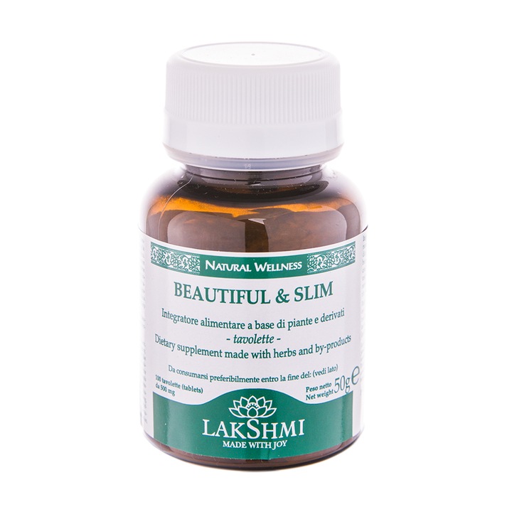 Produs pe baza de extract de plante " Beautiful and slim ", Lakshmi, 100 tablete, 500 mg, sustine curele de slabire