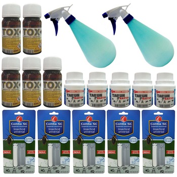 Pachet - 5 x Comba SC Insecticid universal, 10ml + 5 x Sanitox insecticid universal, 40ml + 5 x Taifun Master insecticid universal, 40ml + 2 x Pulverizator, 1L Pachet - 5 x Comba SC Insecticid universal, 10ml + 5 x Sanitox insecticid universal, 40ml + 5 x Taifun Master insecticid universal, 40ml + 2 x Pulverizator, 1L