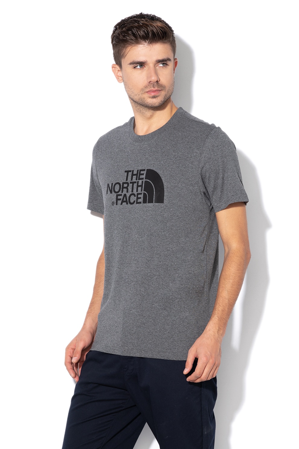 The North Face, Tricou cu imprimeu logo Easy, Gri melange
