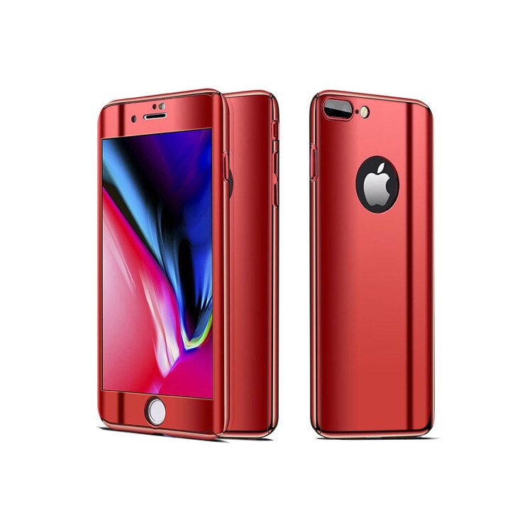 Husa Full Body 360 Ceramic, Apple iPhone X, Glossy Black, Fata-Spate, Rosu lucios