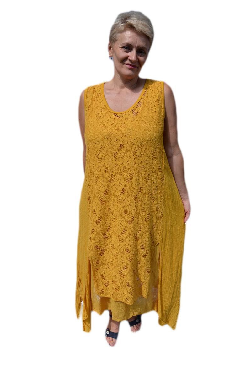 Rochie lejera, confortabila, masura mare, D&J Exclusive, Galben